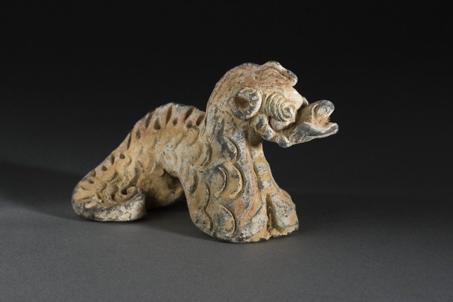 Earthenware funerary sculpture of a dragon from a set of the twelve Chinese zodiac animals, Yuan dynasty