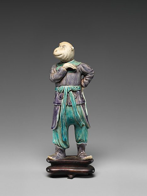 Qing dynasty porcelain figure of a monkey from a set of the twelve Chinese zodiac animals, Kangxi period