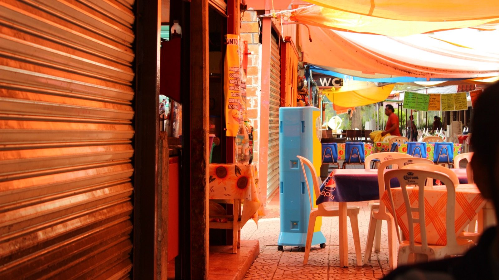 A small quesadilla stand at a market in Mexico City